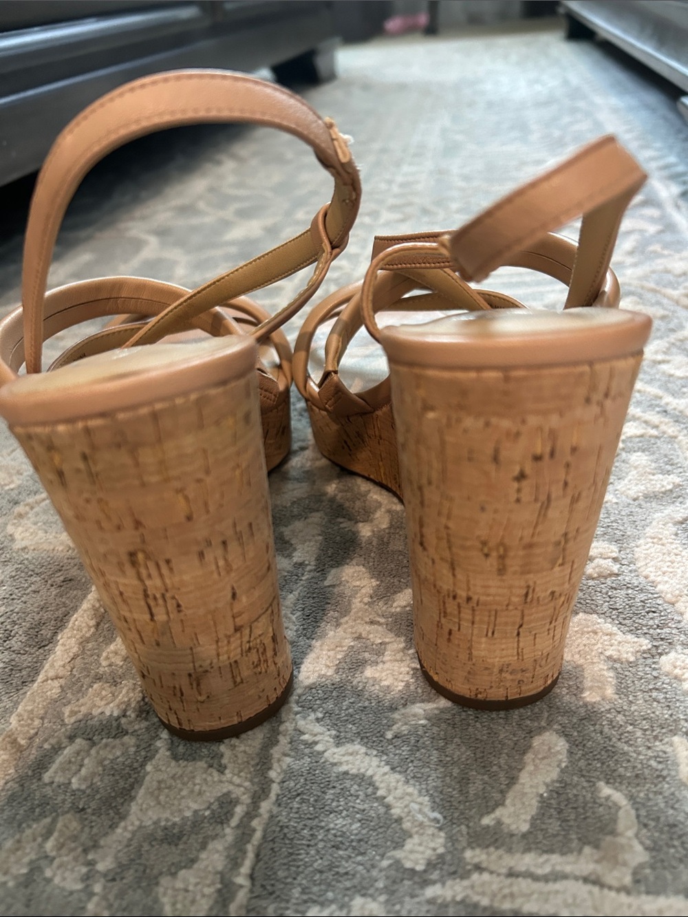 Jessica Simpson Nude/Tan Strappy Cork Wedge Sandals - Picture 3 of 4